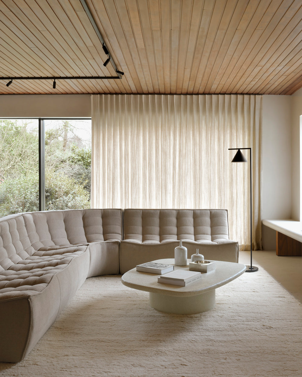 N701 Modular 4-Piece Ecru Fabric Sectional Set Sectionals Ethnicraft