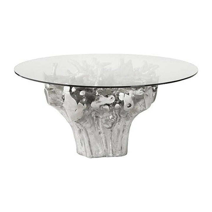 Cast Root Round Dining Table , Silver