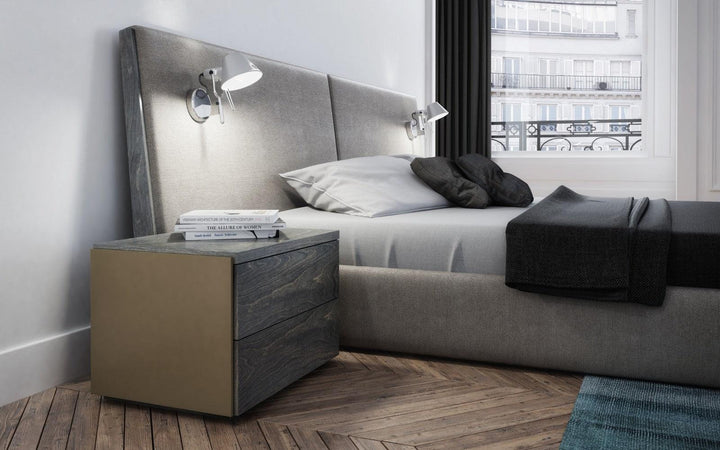 SERENO UPHOLSTERED BED LONG HEABOARD WITH LIGHTS Beds Huppe