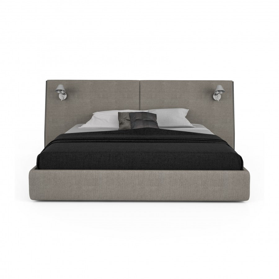 SERENO UPHOLSTERED BED LONG HEABOARD WITH LIGHTS Beds Huppe