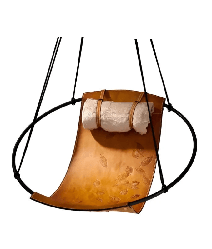 SLING Chair Debossed Leaf Leather Hanging Chairs Studio Stirling