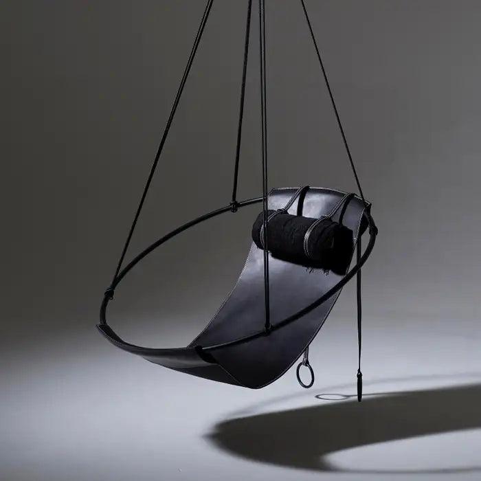 SLING Chair in black Leather Hanging Chairs Studio Stirling
