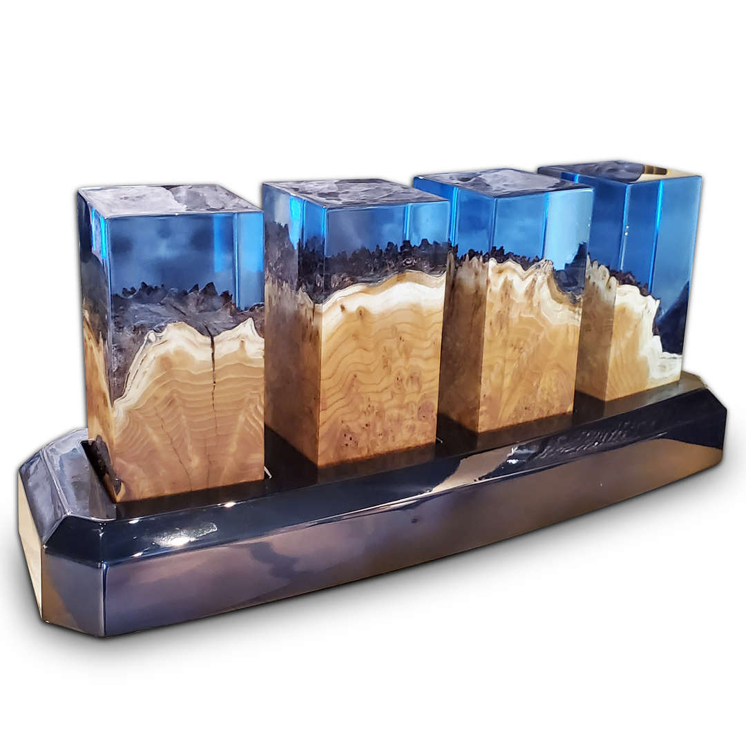 Deep Ocean Cubes with Base - Decorative Object - www.arditicollection.com - Decorative Object, dining tables, dining chairs, buffets sideboards, kitchen islands counter tops, coffee tables, end side tables, center tables, consoles, accent chairs, sofas, tv stands, cabinets, bookcases, poufs benches, chandeliers, hanging lights, floor lamps, table desk lamps, wall lamps, decorative objects, wall decors, mirrors, walnut wood, olive wood, ash wood, silverberry wood, hackberry wood, chestnut wood, oak wood