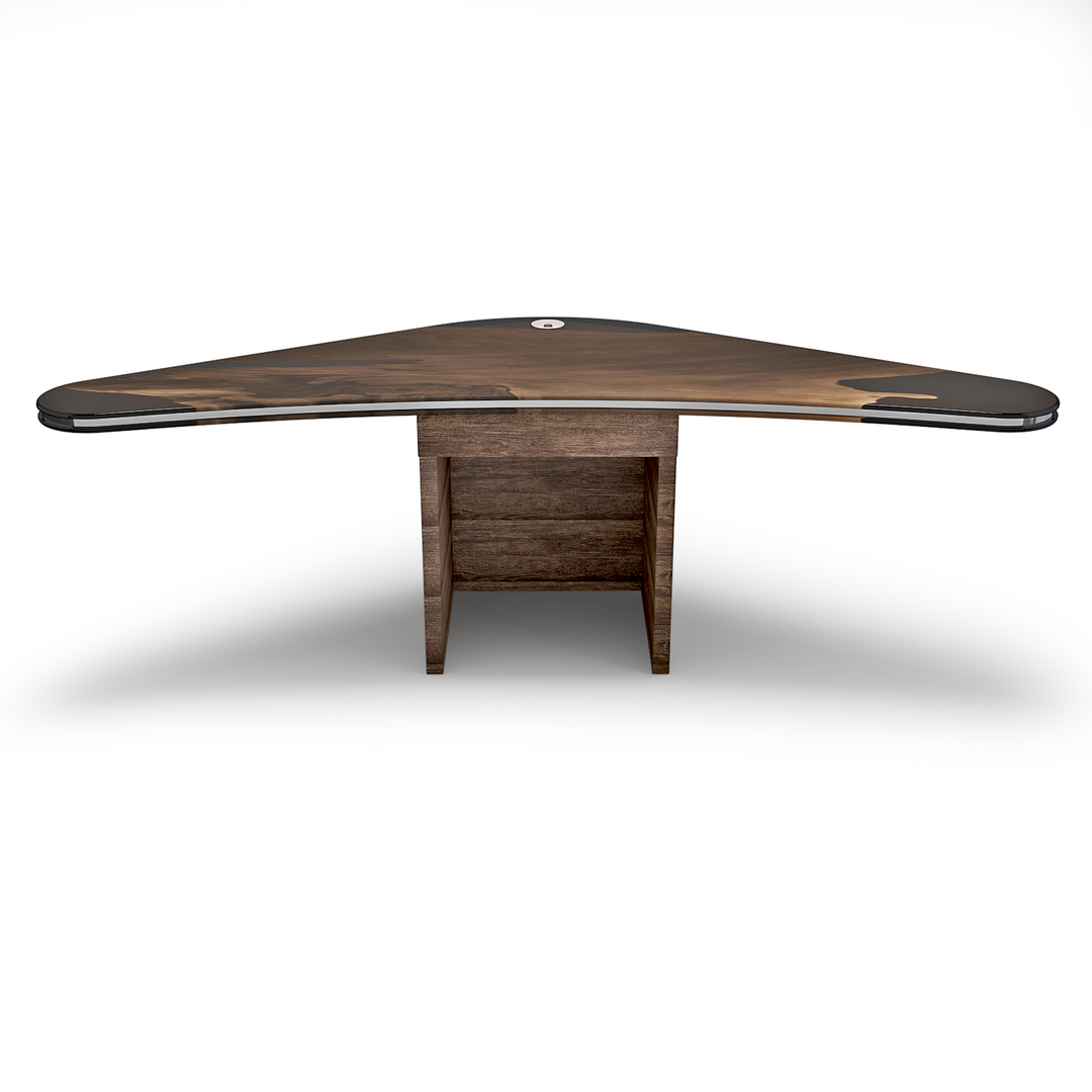 Deluxe Boomerang Walnut Wood Desk - Desk - www.arditicollection.com - Walnut Wood Desk, dining tables, dining chairs, buffets sideboards, kitchen islands counter tops, coffee tables, end side tables, center tables, consoles, accent chairs, sofas, tv stands, cabinets, bookcases, poufs benches, chandeliers, hanging lights, floor lamps, table desk lamps, wall lamps, decorative objects, wall decors, mirrors, walnut wood, olive wood, ash wood, silverberry wood, hackberry wood, chestnut wood, oak wood