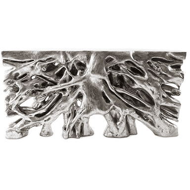 Square Root Console Table, Silver Leaf Sideboards Phillips Collection