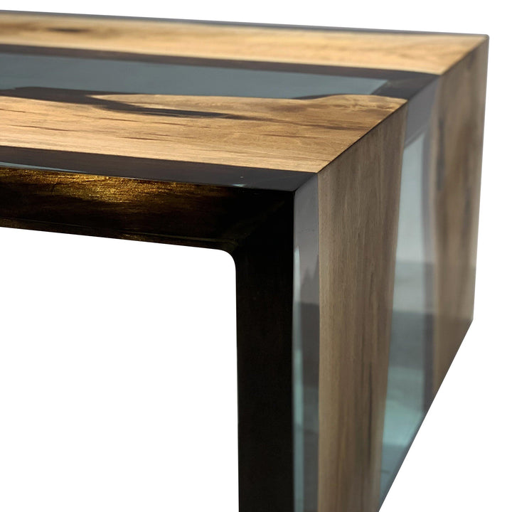 Smoked Aqua Green Waterfall Coffee Table - Coffee Table - www.arditicollection.com - Walnut Wood Coffee Table dining, tables, dining chairs, buffets sideboards, kitchen islands counter tops, coffee tables, end side tables, center tables, consoles, accent chairs, sofas, tv stands, cabinets, bookcases, poufs benches, chandeliers, hanging lights, floor lamps, table desk lamps, wall lamps, decorative objects, wall decors, mirrors, walnut wood, olive wood, ash wood, silverberry wood, hackberry wood