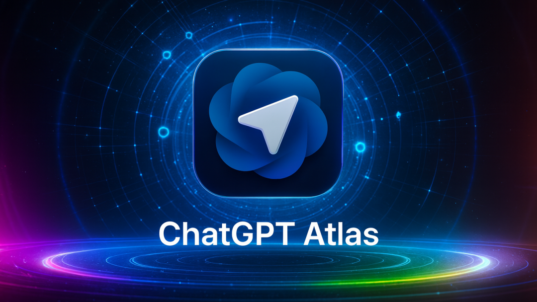 AI-powered browser interface combining ChatGPT and Atlas displaying modern furniture recommendations and smart interior design tools on a sleek black minimalist screen.