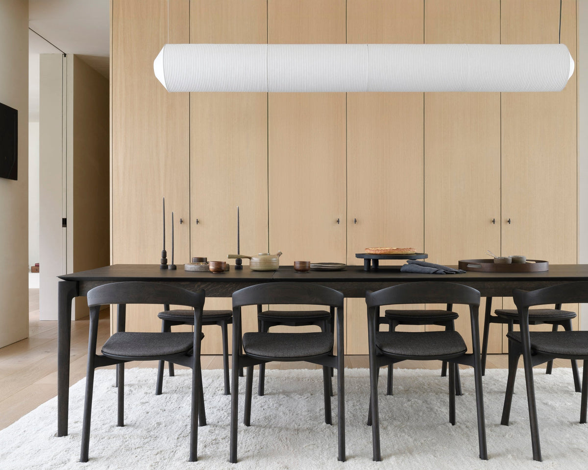 Ethnicraft Bok extendable dining table set for holiday hosting at Modern Studio