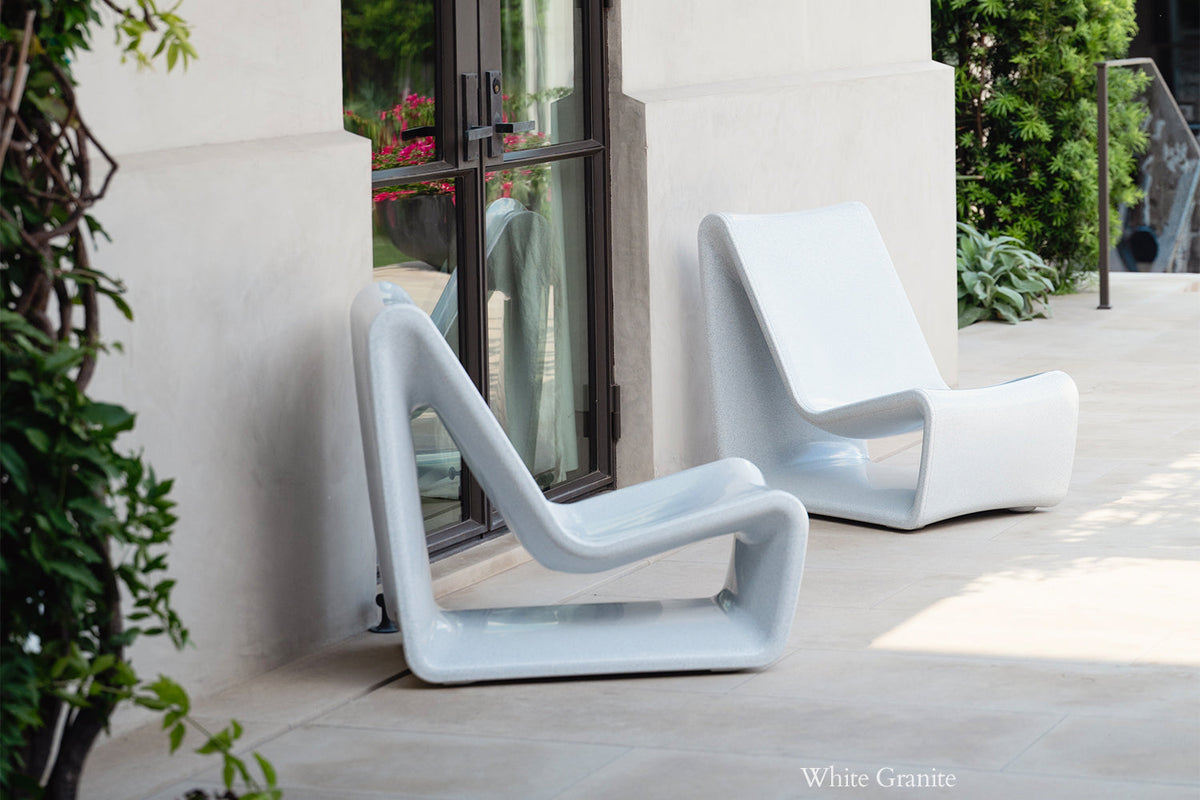 Tupelo Loop Lounge Chair in White Granite — Stone Collection lifestyle