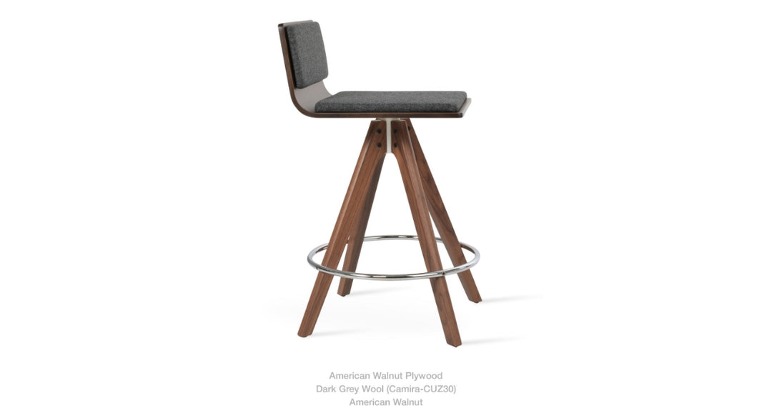 Corona Pyramid Wood Swivel Plywood Seat Stool by Soho Concept