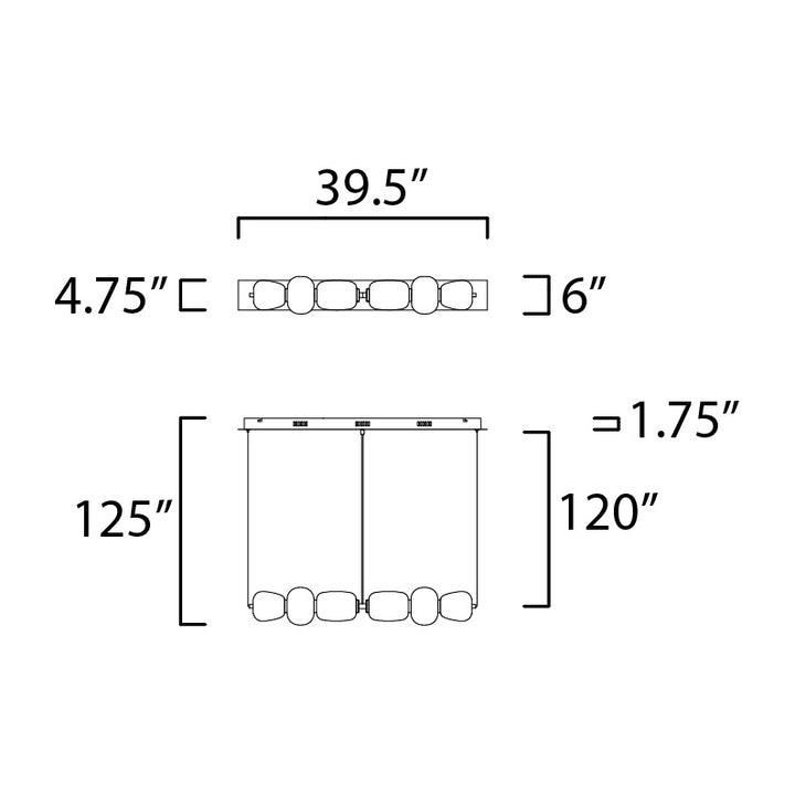 Soji LED 6-Light Pendant by Studio M Lighting – line drawing