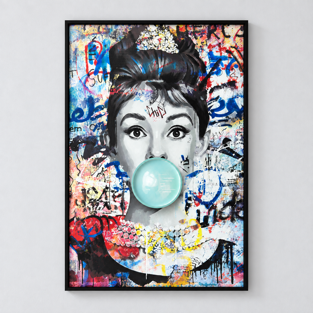 Audrey Hepburn Bubble Gum LED Painting by Interior Moderna - view 2