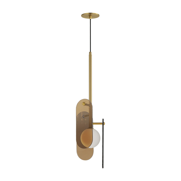 Megalith - Glass Megalith Cord Hung Pendant by Studio M Lighting in Natural Aged Brass