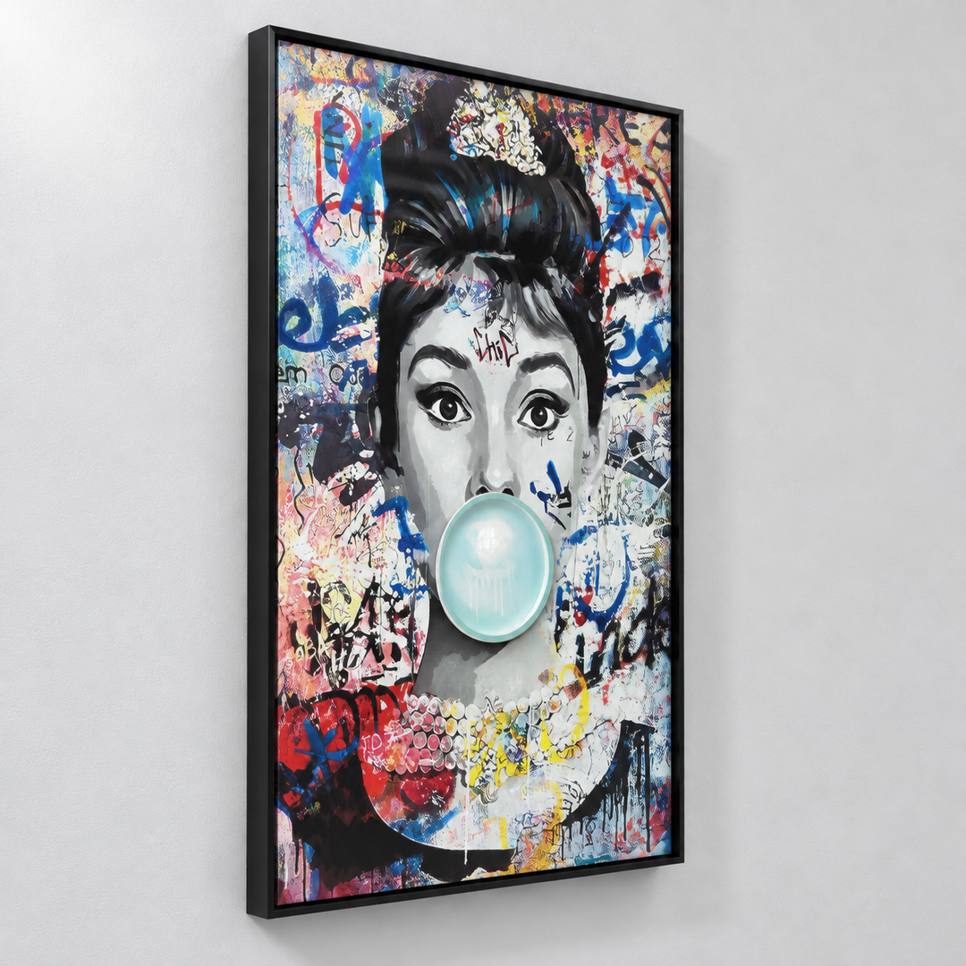 Audrey Hepburn Bubble Gum LED Painting by Interior Moderna - view 7