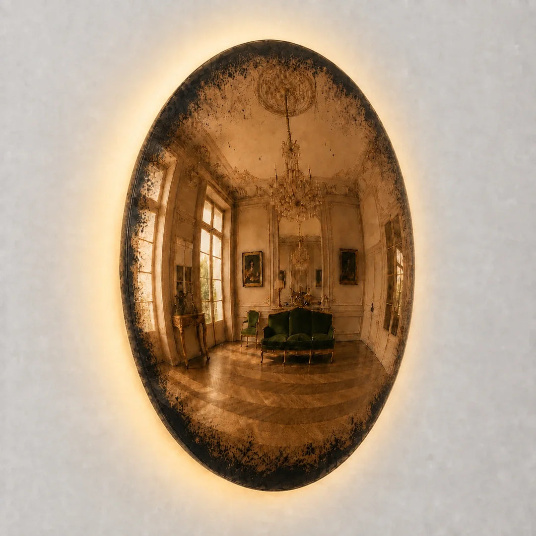 Convex Glow Mirror | Antiqued Cognac Halo by Interior Moderna - view 7
