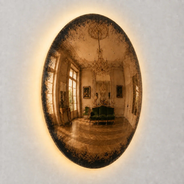 Convex Glow Mirror | Antiqued Cognac Halo by Interior Moderna - view 7