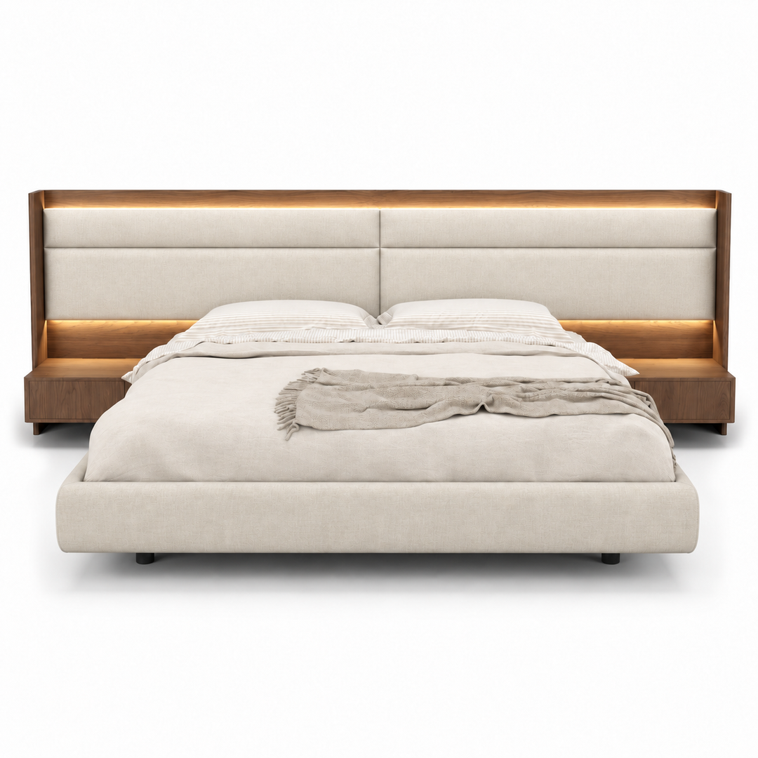 Roman Bed with Integrated Nightstands Huppe