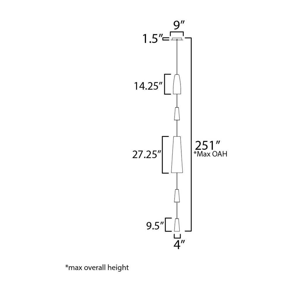Stream 5-Light LED Chain Pendant by Studio M Lighting – line drawing