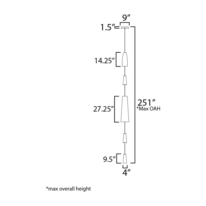 Stream 5-Light LED Chain Pendant by Studio M Lighting – line drawing