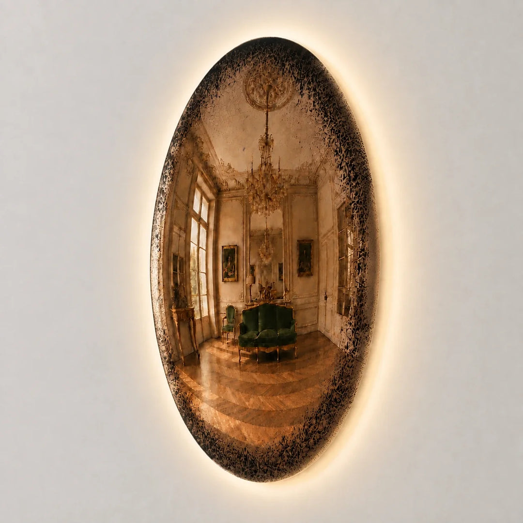 Convex Glow Mirror | Antiqued Cognac Halo by Interior Moderna - view 8