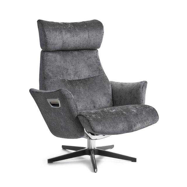 Beyoung Recliner by Conform — studio fabric, facing right (Trade Source)