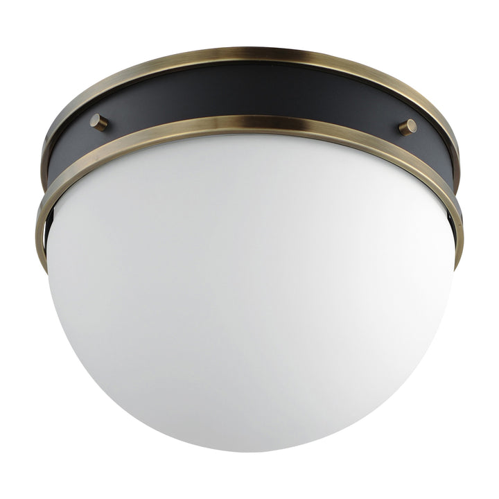 Duke 1-Light Flush Mount by Studio M Lighting in Black/Weathered Brass