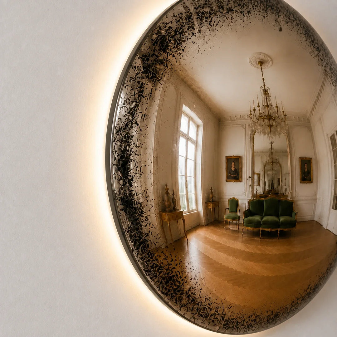 Convex Glow Mirror | Antiqued Mercury Halo by Interior Moderna - view 4