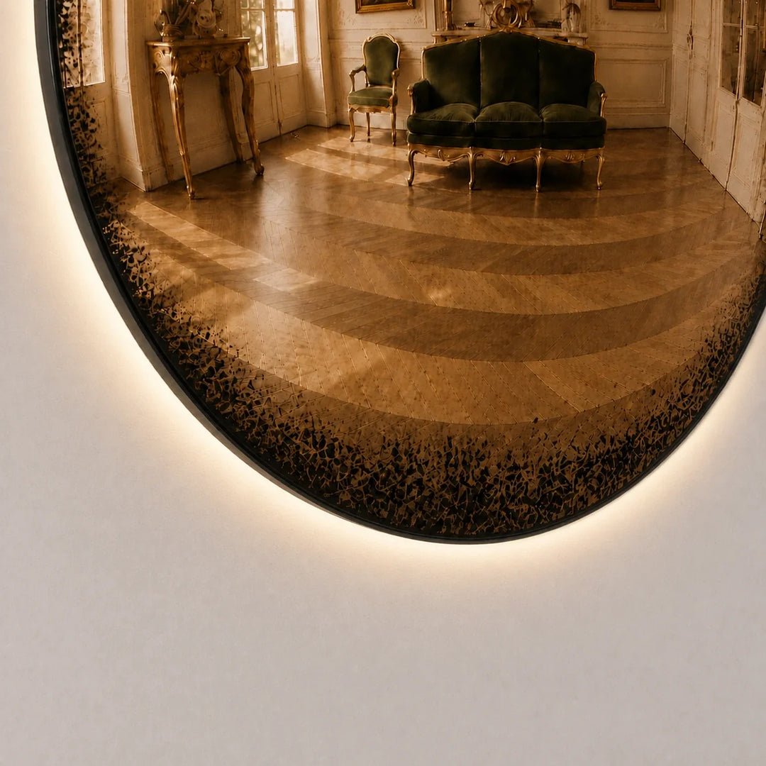 Convex Glow Mirror | Antiqued Cognac Halo by Interior Moderna - view 3