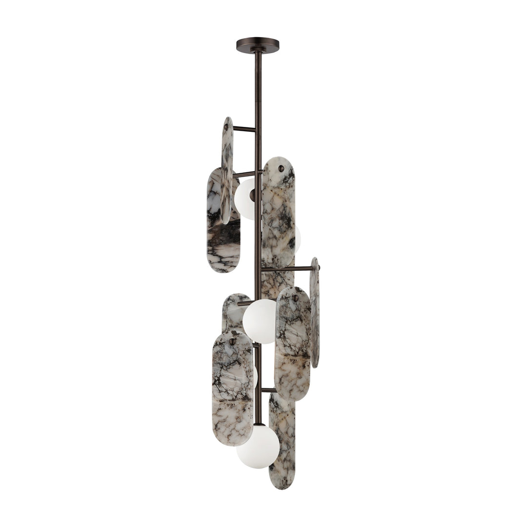 Megalith - Stone Megalith 5-Light Vertical Pendant by Studio M Lighting in Brushed Bronze