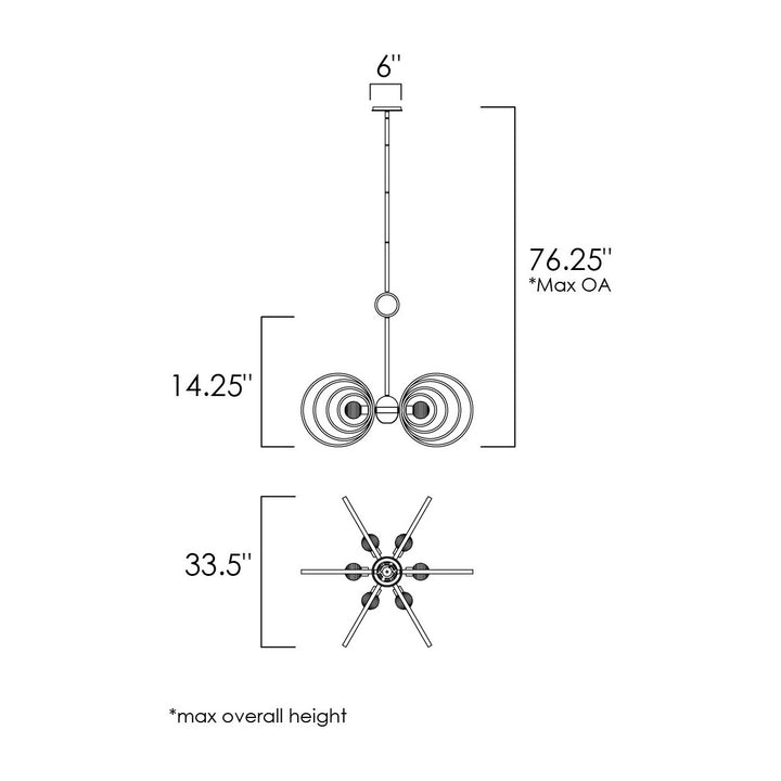 Frequency 6-Light Pendant by Studio M Lighting – line drawing