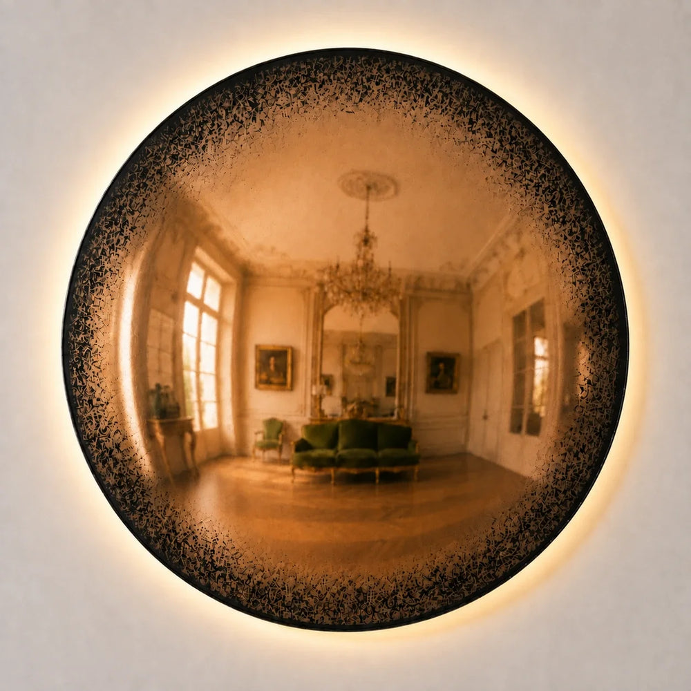 Convex Glow Mirror | Antiqued Cognac Halo by Interior Moderna - view 2