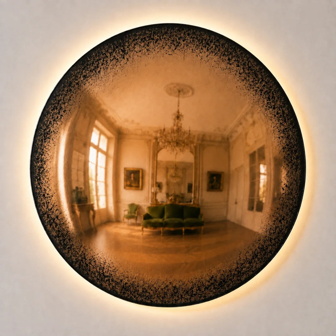 Convex Glow Mirror | Antiqued Cognac Halo by Interior Moderna - view 2