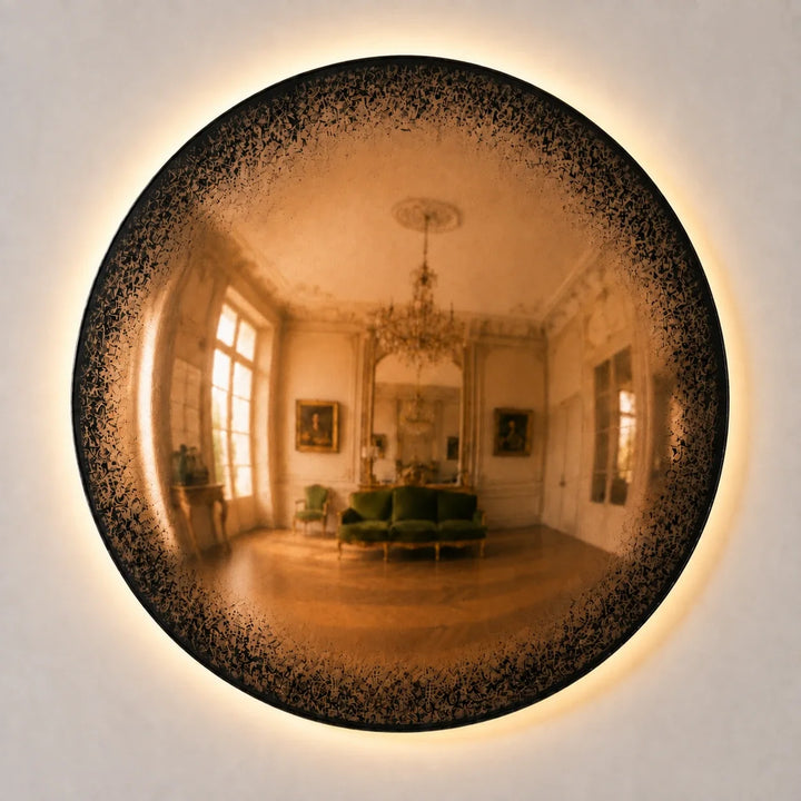 Convex Glow Mirror | Antiqued Cognac Halo by Interior Moderna - view 2