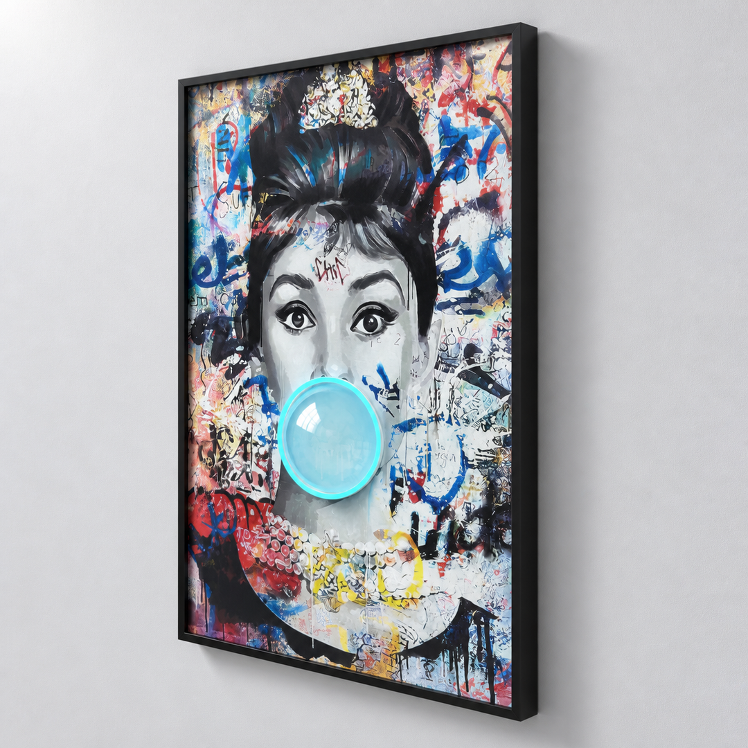 Audrey Hepburn Bubble Gum LED Painting by Interior Moderna - view 8
