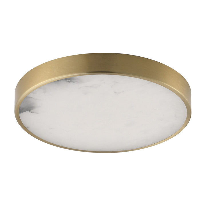Slab 9 LED Alabaster Flush Mount by Studio M Lighting in Natural Aged Brass