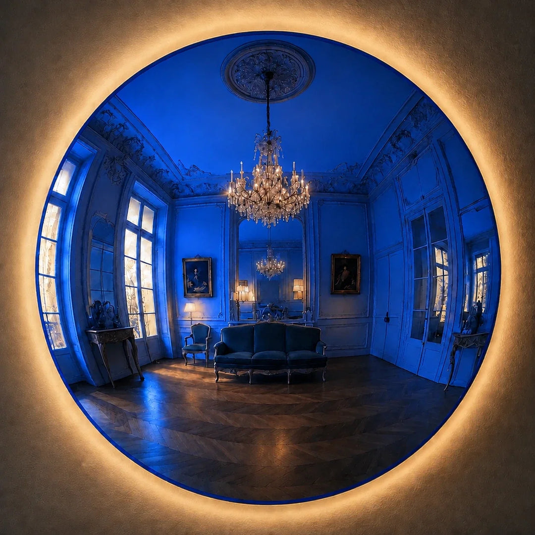 Convex Glow Mirror | Deep Blue Halo by Interior Moderna