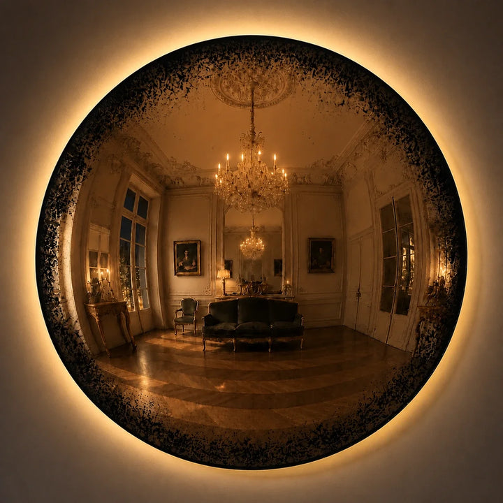 Convex Glow Mirror | Antiqued Cognac Halo by Interior Moderna