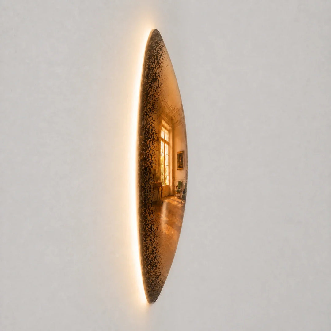 Convex Glow Mirror | Antiqued Cognac Halo by Interior Moderna - view 9