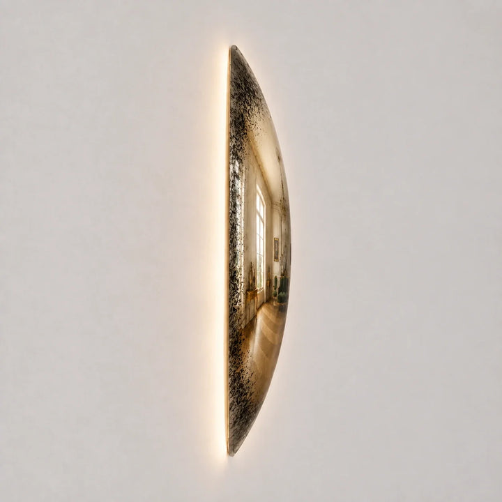 Convex Glow Mirror | Antiqued Mercury Halo by Interior Moderna - view 10