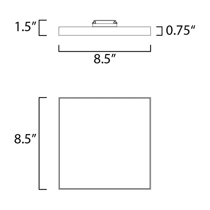 Trim 8.5" SQ LED Flush Mount 3000K by Studio M Lighting – line drawing