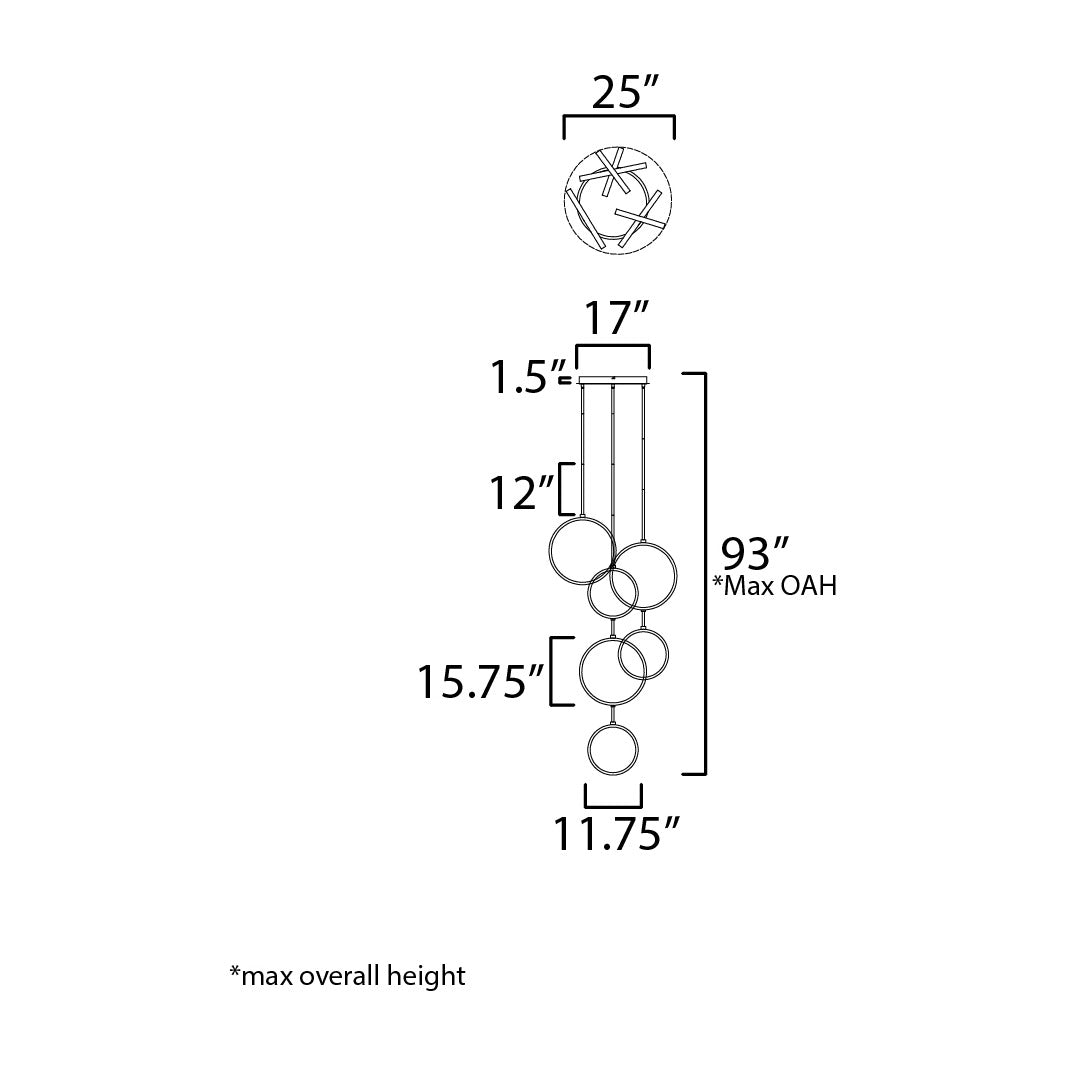 Hoopla 6-Light LED Pendant 254325 by Studio M Lighting – line drawing