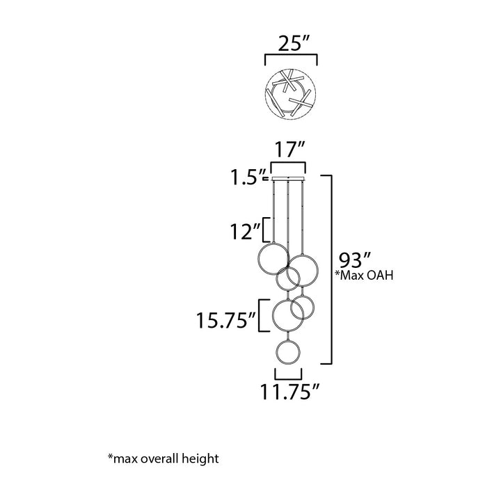 Hoopla 6-Light LED Pendant 254325 by Studio M Lighting – line drawing