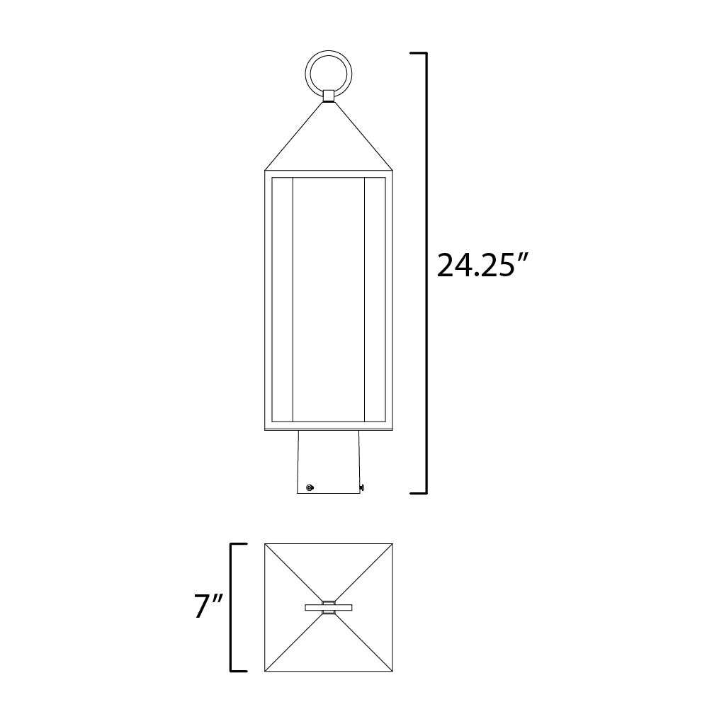 Aldous 1-Light Outdoor Post Mount by Studio M Lighting – line drawing