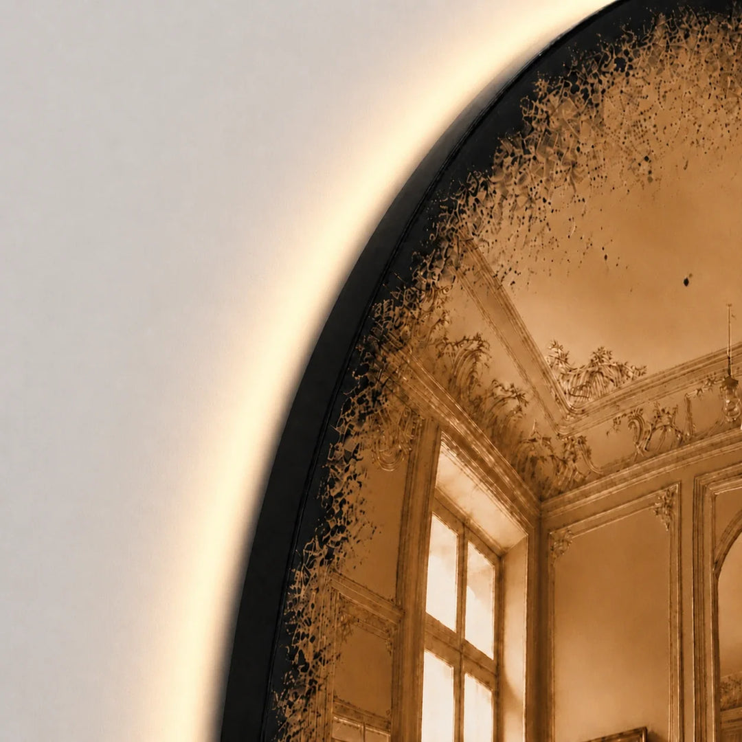 Convex Glow Mirror | Antiqued Cognac Halo by Interior Moderna - view 4