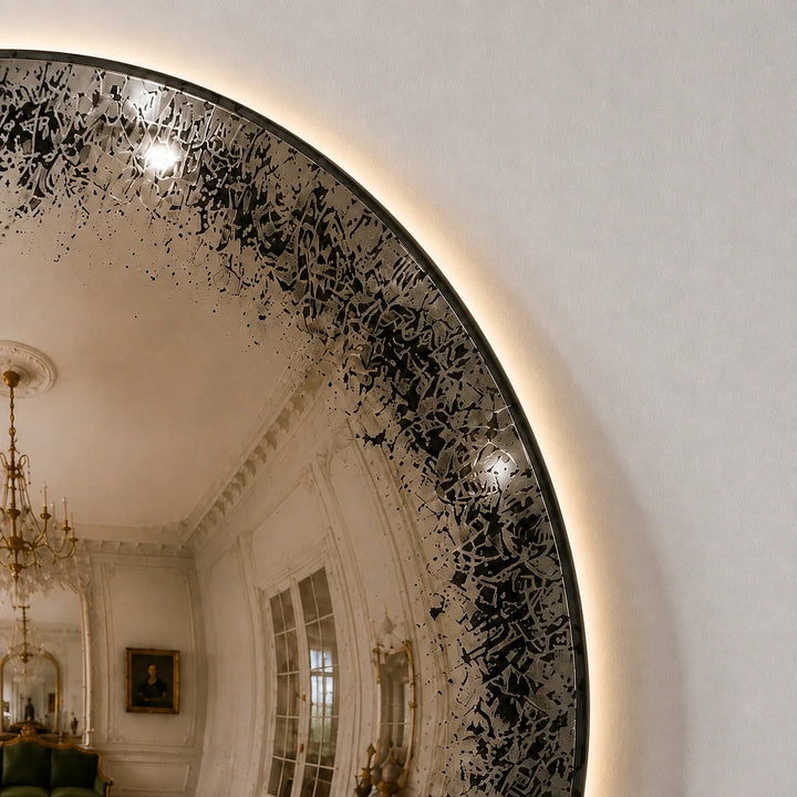 Convex Glow Mirror | Antiqued Mercury Halo by Interior Moderna - view 6