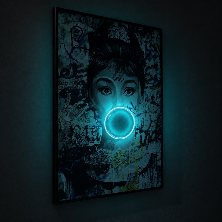 Audrey Hepburn Bubble Gum LED Painting by Interior Moderna - view 3
