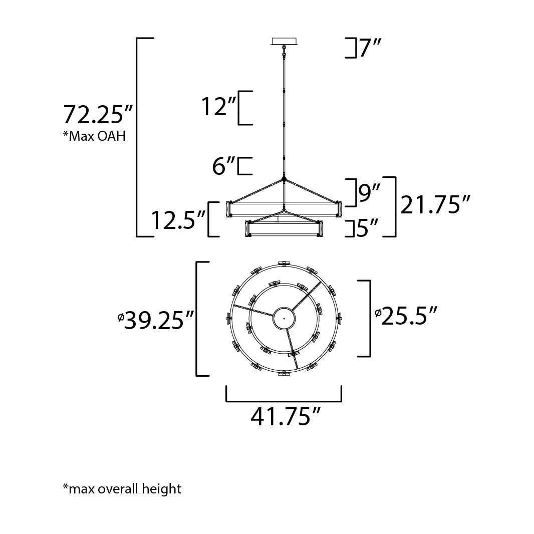 Radiant Radial 5-Light Chandelier by Studio M Lighting – line drawing