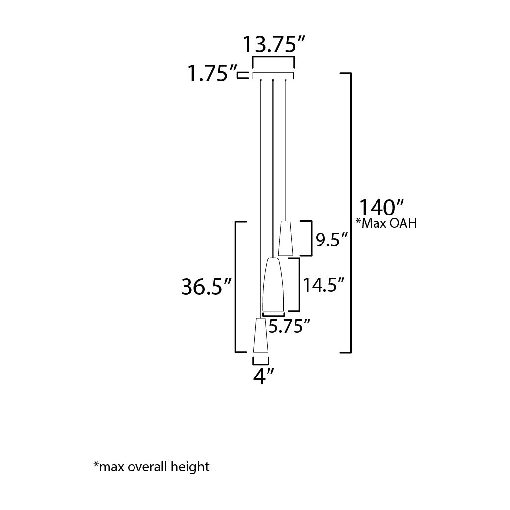Stream 3-Light LED Pendant by Studio M Lighting – line drawing