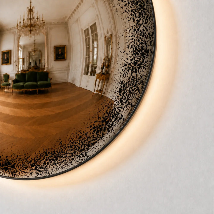 Convex Glow Mirror | Antiqued Mercury Halo by Interior Moderna - view 7