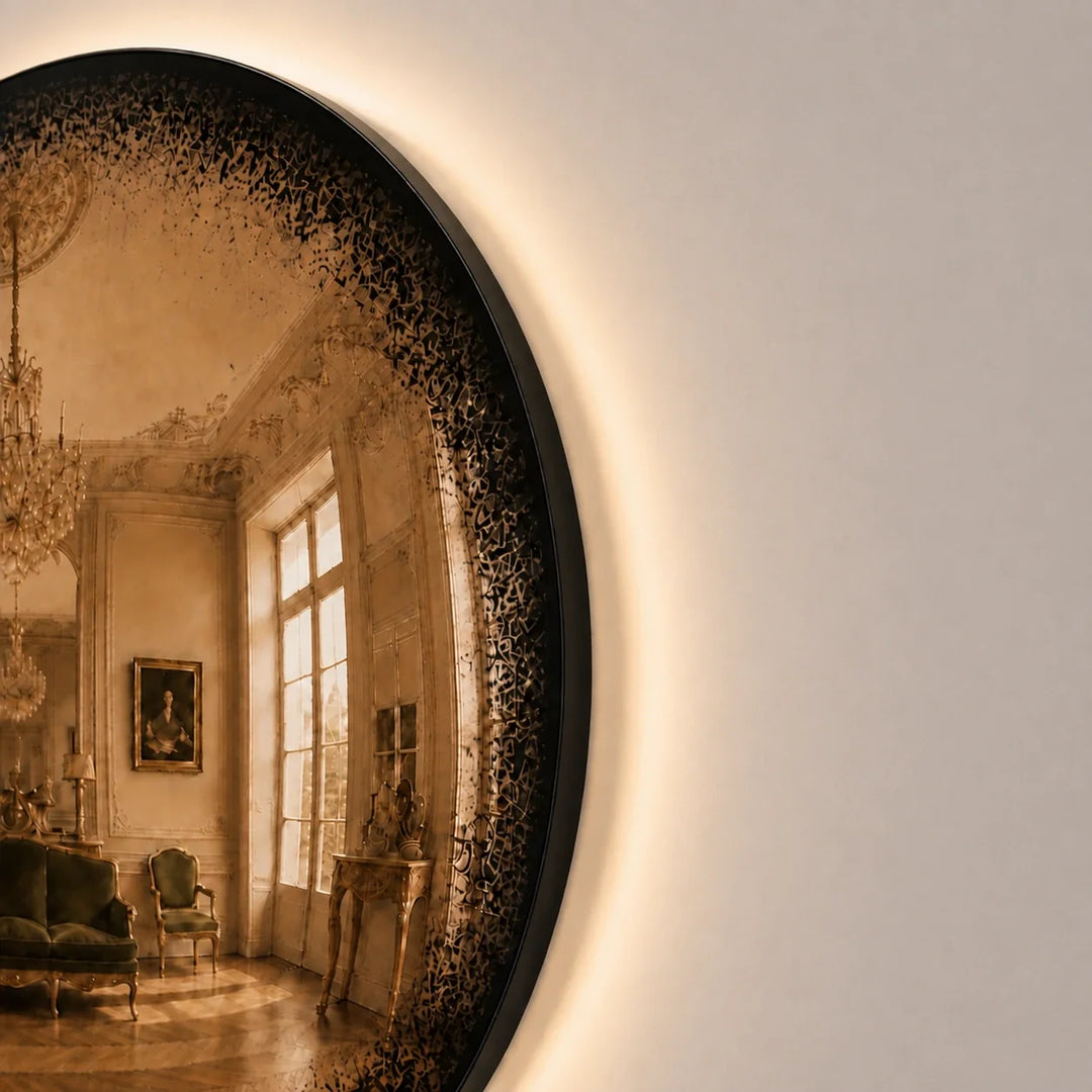 Convex Glow Mirror | Antiqued Cognac Halo by Interior Moderna - view 5